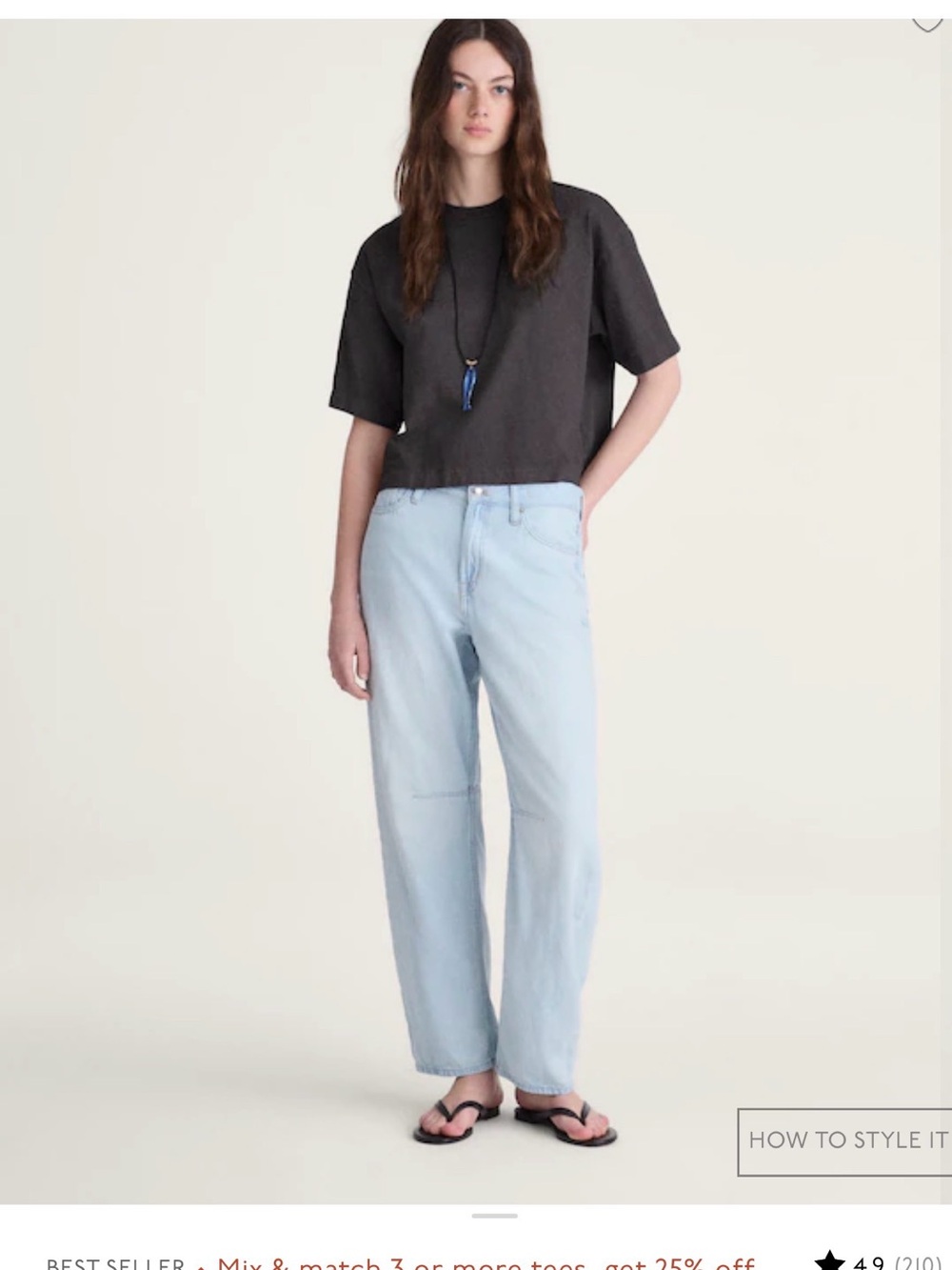 Madewell all day cropped boxy Short-Sleeve Tee in charcoal